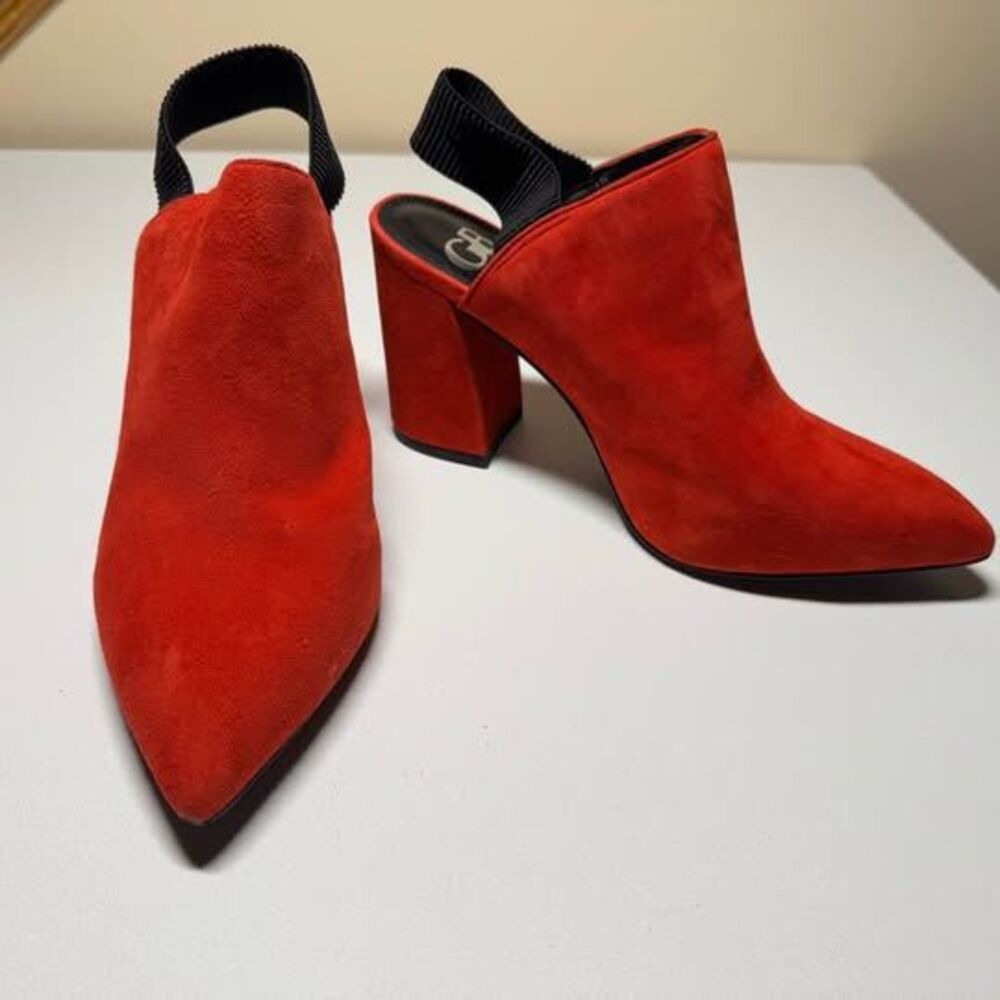 Gianni Bini Red Suede Slingback Block Heels